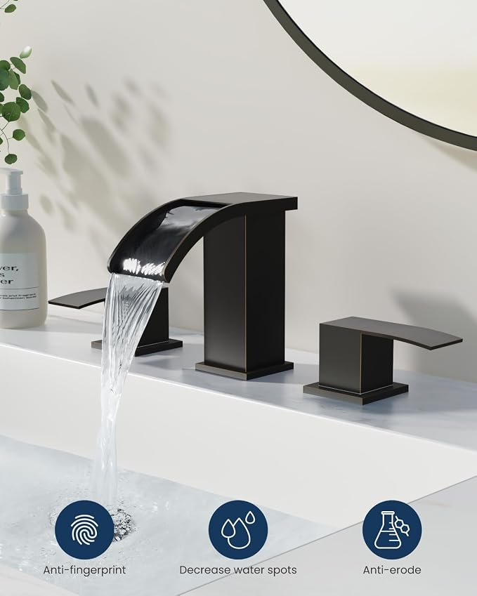 gotonovo Waterfall 8 inch Widespread Bathroom Faucet Set Bathroom Sink Faucet 3 - Image 2