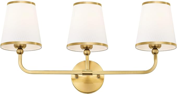 3-Light Bathroom Light Fixtures, Brushed Gold Vanity Lights Over Mirror by Metwet