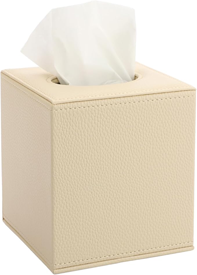 Sumnacon Tissue Box Cover Square Tissue Box Stylish PU Tissue Box Holder by Sumnacon