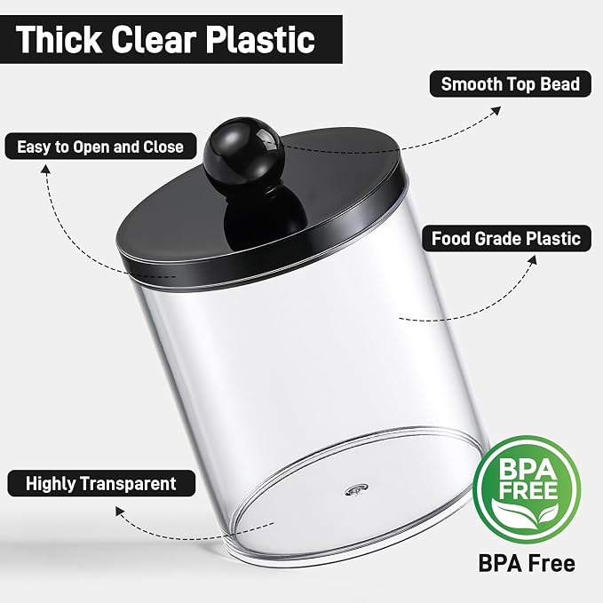 4 Pack Acrylic Qtip Holder Dispenser - Image 2