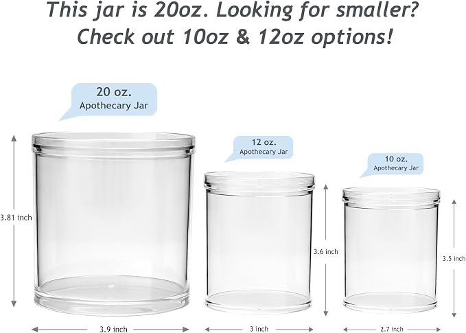 SheeChung 2-Pack Large 20oz Stackable Apothecary Jars - Image 6