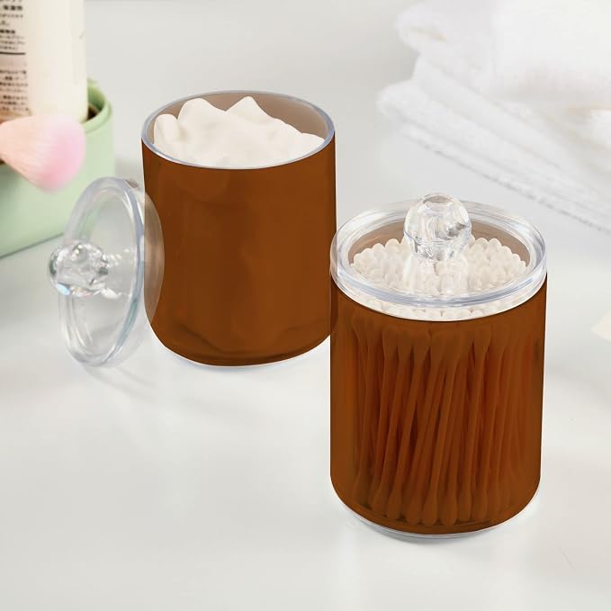 Saddle Brown Qtip Holder Organizer Dispenser Cotton Swabs Cans Plastic Jars - Image 5