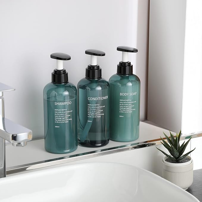 Shampoo and Conditioner Dispenser Bottles-3pcs 16.9oz Plastic Empty Refillable - Image 3
