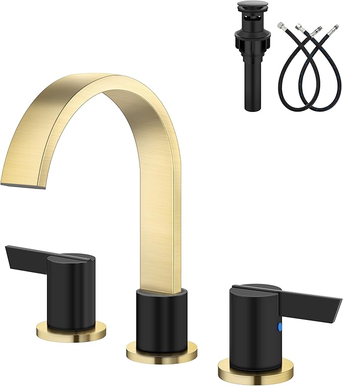 Aolemi Bathroom Faucets 3 Hole, 8 Inch Widespread Waterfall Bathroom Sink Faucet by Aolemi