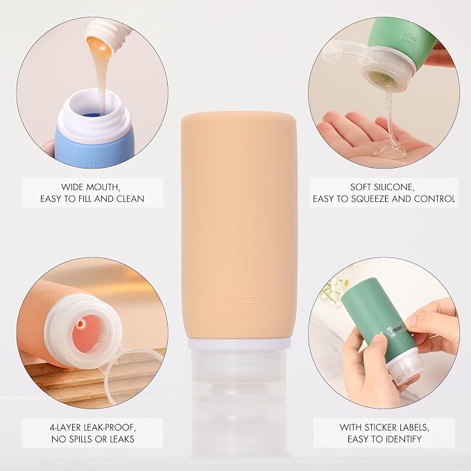 Muslish 21 Pack Travel Bottles for Toiletries, Leak-Proof TSA Compliant - Image 3