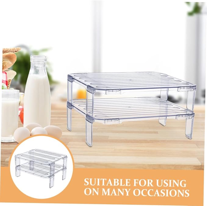 2pcs stacking shelf freezer rack Kitchen Storage Rack foldable cabinet shelf - Image 7