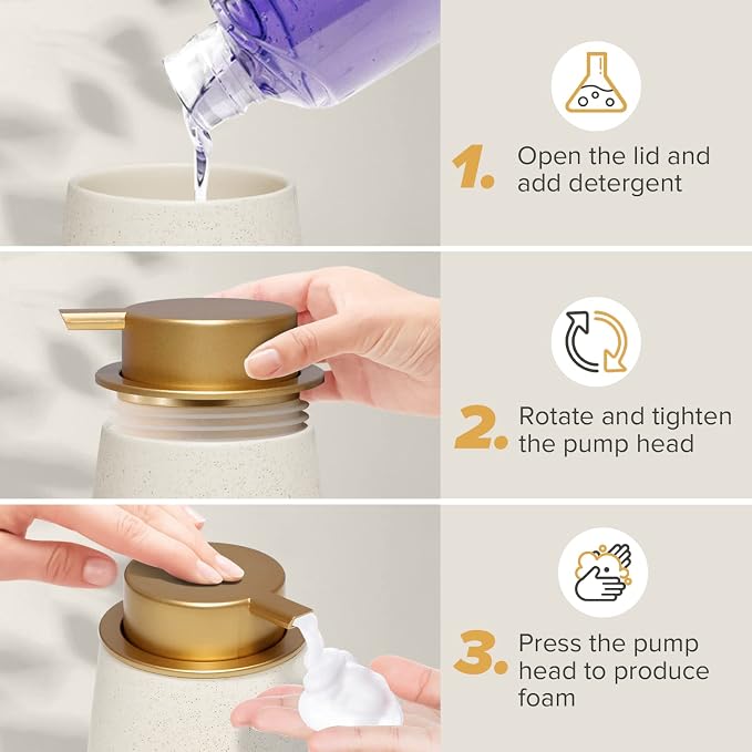 Foaming Soap Dispenser - 12 Oz Ceramic Soap Dispenser - Image 6
