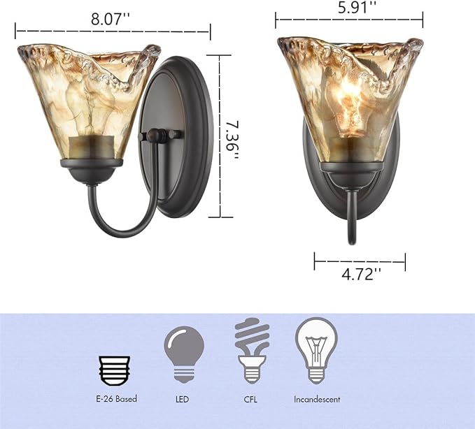 DANSEER Rustic Finish Wall Sconce Vintage Vanity Light - Image 4
