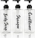 16.9oz Clear Shampoo and Conditioner Dispenser Set of 3, Refillable Empty by AUMIO