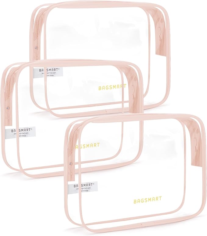 BAGSMART Clear Toiletry Bag, 3 Pack TSA Approved Travel Toiletry bag Carry on by BAGSMART