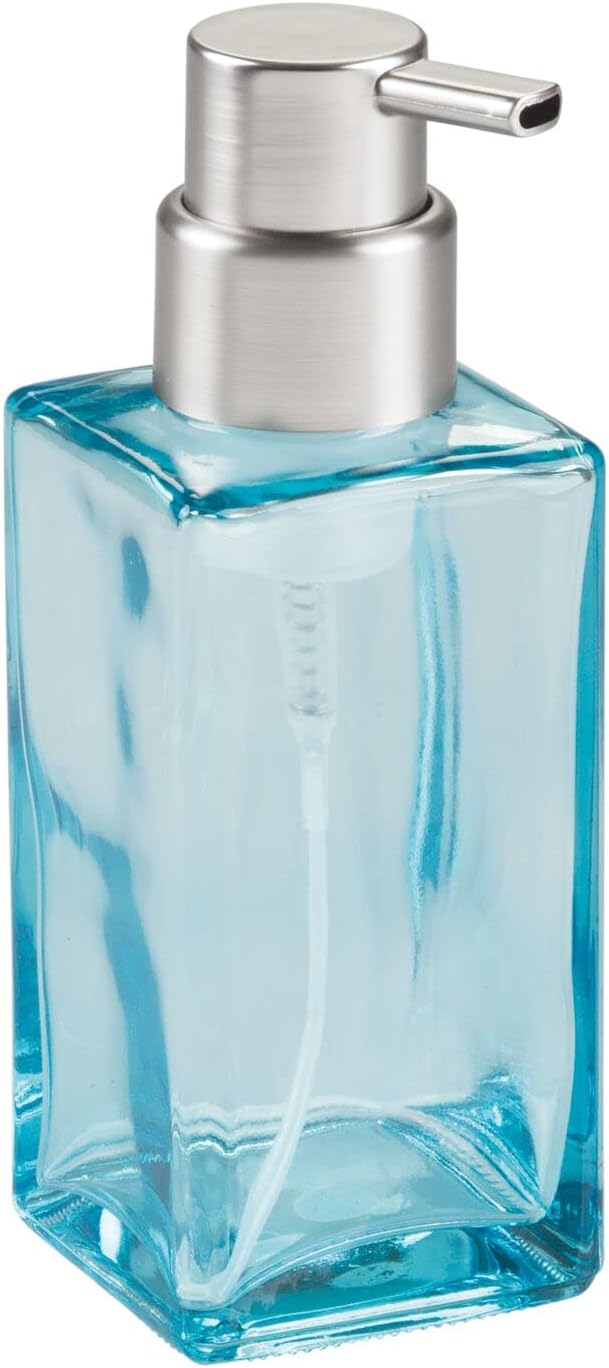 mDesign Glass Refillable Foaming Hand Soap Dispenser Modern Square Pump Bottle - Image 6