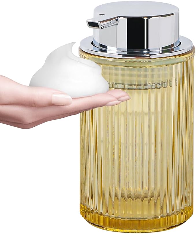 Foaming Soap Dispenser, 12 Oz Amber Glass Foam Hand Soap Dispenser, Refillable by Tonxus
