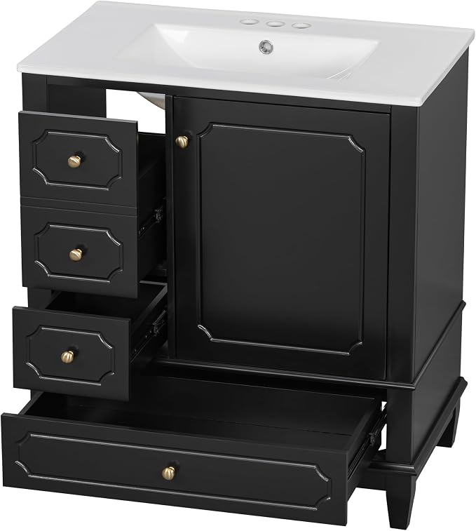 30" Bathroom Vanity with Sink, Harper & Bright Designs Free Standing Single - Image 9
