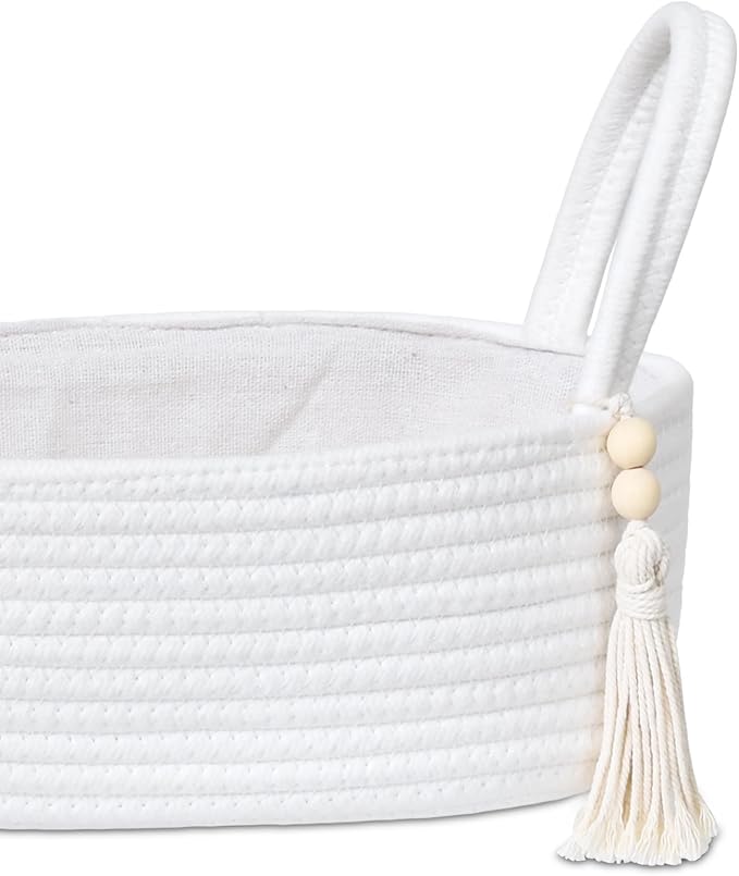 ABenkle Rope Boho Storage Basket, Small Woven Bathroom Organizer, Decorative - Image 3