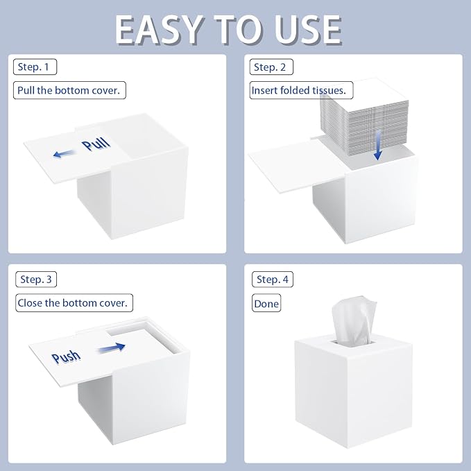 Tissue Box Cover, PITBVO Acrylic Tissue Box Holder Square Tissue Box Cover - Image 5