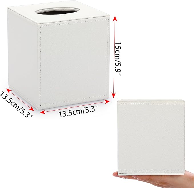 Sumnacon Tissue Box Cover Square Tissue Box Stylish PU Tissue Box Holder - Image 5