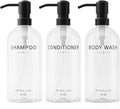 Shampoo and Conditioner Dispenser Set, 3 Refillable 16oz Bottles by Aeakey