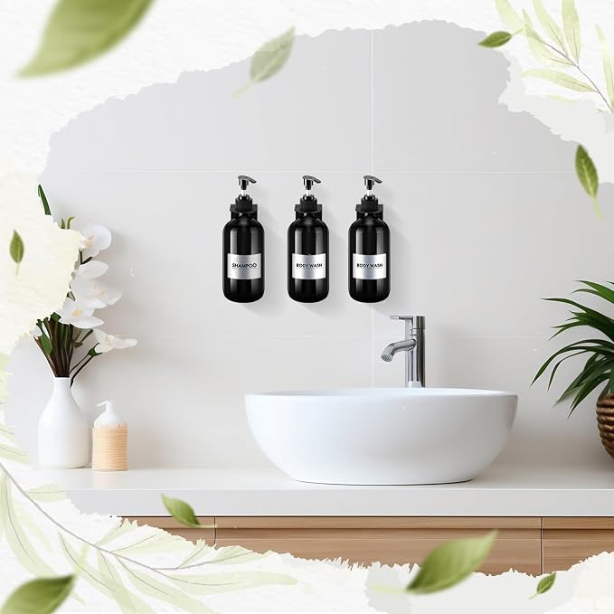 Remerry 6 Pack Shampoo and Conditioner Dispenser Wall Mount 17oz No Drill - Image 4