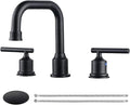 WOWOW Two Handles Widespread 8 inch Bathroom Faucet Black 3 Pieces Basin by WOWOW