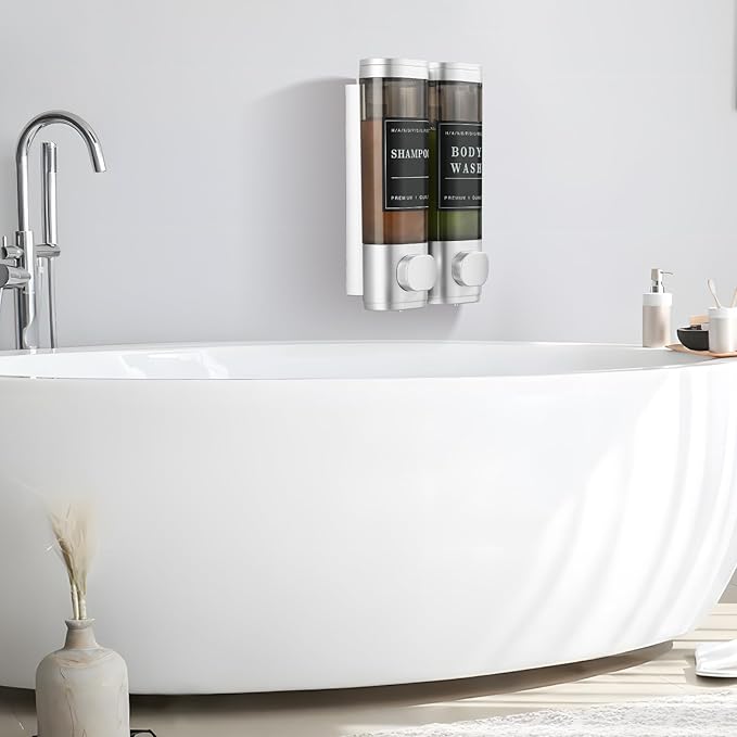 Shampoo and Conditioner Dispenser, Unisence Shower Dispenser 2 Chamber No Drill - Image 6