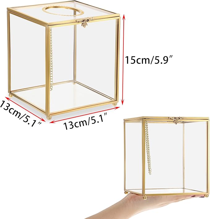 Sumnacon Square Clear Glass Tissue Box Cover -Dainty Cube Tissue Box Holder - Image 5