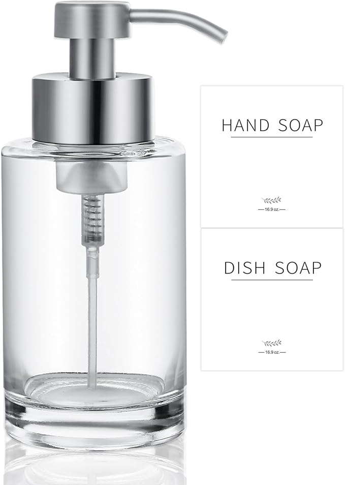Foaming Soap Dispenser Set, 12 Oz Glass Hand Soap Dispenser by JiatuA