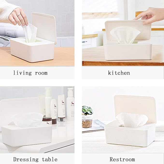 Cuayaes White Tissue Box Cover, Refillable Baby Wipes Dispenser - Image 6