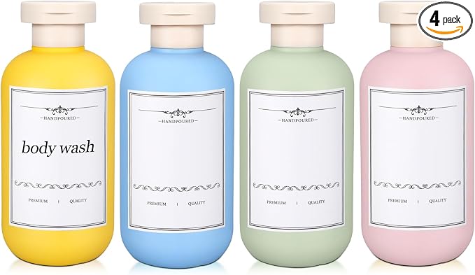 4 PACK Travel Shampoo Bottle, Empty Plastic Squeeze Bottles 6.8oz by UMETASS