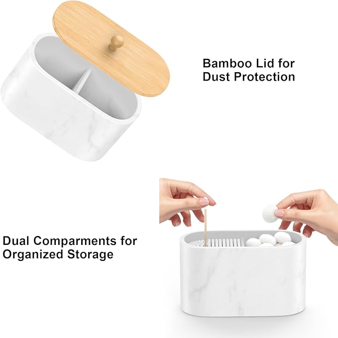Cotton Swab Holder, Round Cotton Pads Balls Qtip Holder Dispenser - Image 5