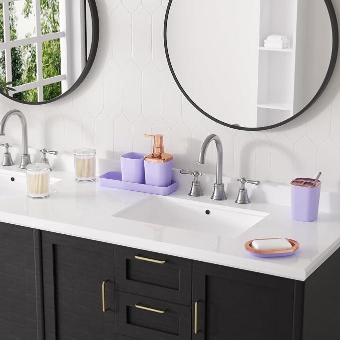 9-Piece Bathroom Accessories Set, Soap Dispenser, Toothbrush Holder, Toothbrush - Image 2