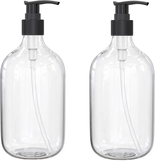 10 Ounce Clear Plastic Pump Bottle Dispenser, Refillable Empty Bottle Container by BallHull