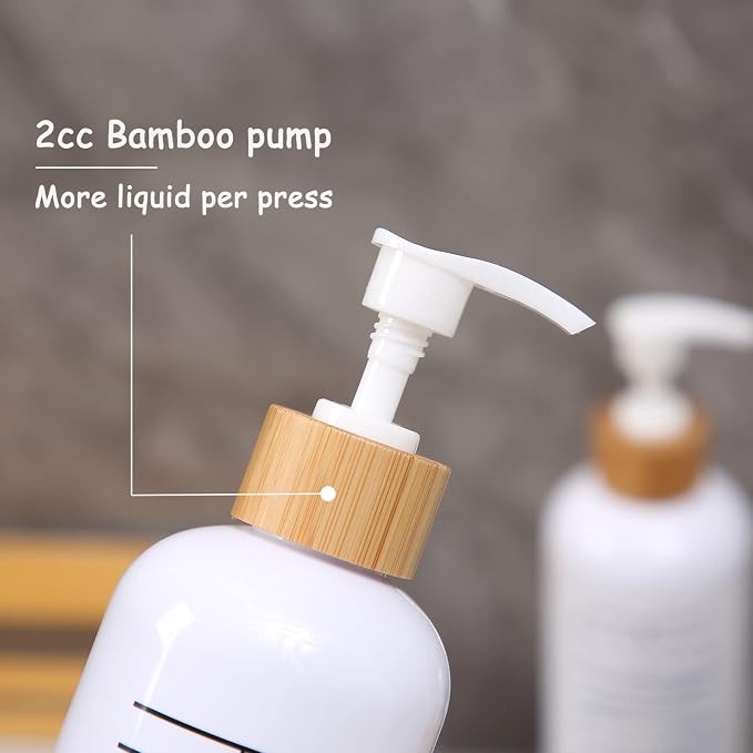HOMCDALY Shampoo and Conditioner Dispenser, 16oz 3-Pack Refillable Shampoo and - Image 5