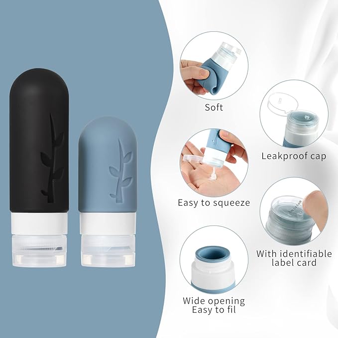 18pack Travel Bottles for Toiletries, TSA Approved Silicone Travel Containers - Image 4
