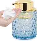 Blue Glass Foaming Soap Dispenser, Bathroom Refillable 10 Oz Foam Hand Soap by Fvstar