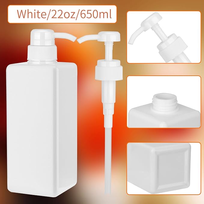Pump Bottle Dispenser 22oz/650ml Jansburg 2Pack Refillable Square Plastic - Image 2