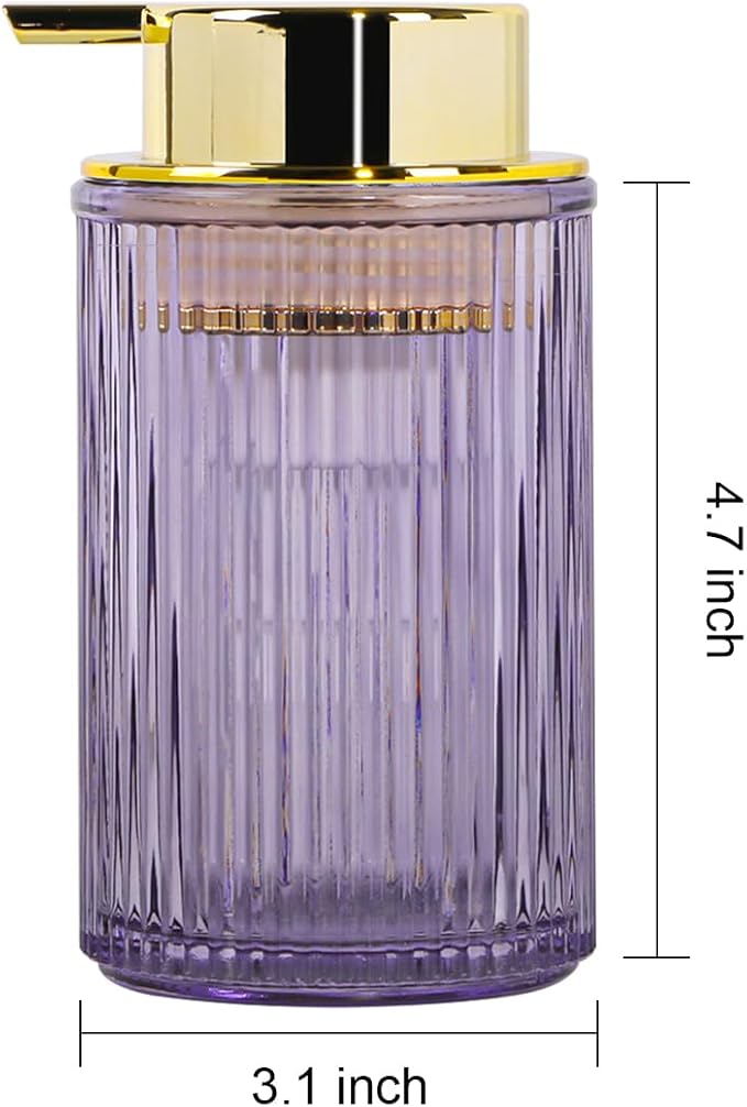 Foaming Soap Dispenser, 12 Oz Purple Glass Soap Dispenser, Refillable Liquid - Image 7