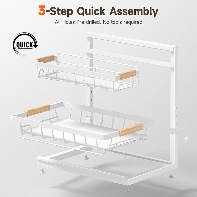 2 Packs Under Sink Organizer, Height Adjustable 2 Tier Under Kitchen Sink - Image 7