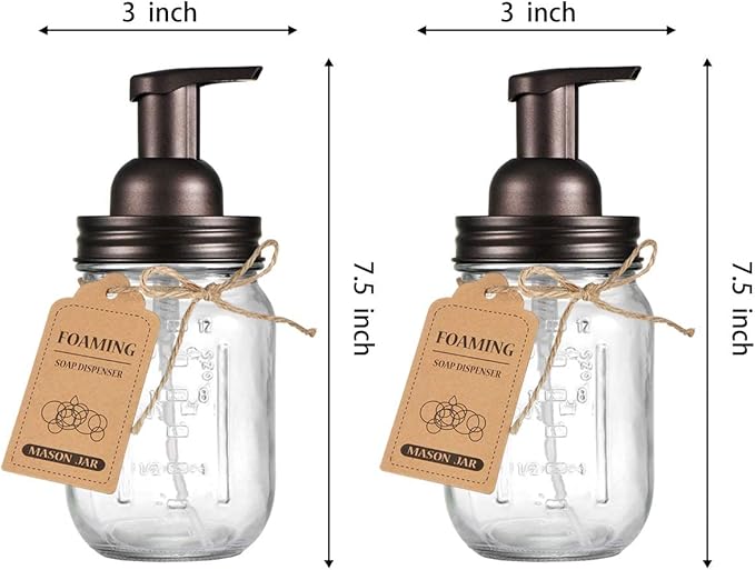 Amolliar Mason Jar Foaming Soap Dispenser, Rustproof Stainless Steel Lid - Image 8