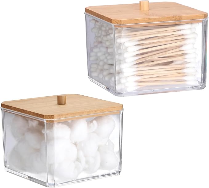 Hipiwe Acrylic Qtip Holder 2 Pack Cotton Swab and Ball Organizer - Image 8