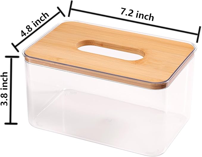 Acrylic Tissue Box Cover, Bamboo Dryer Sheet Holder, Wooden Rectangular Dryer - Image 2