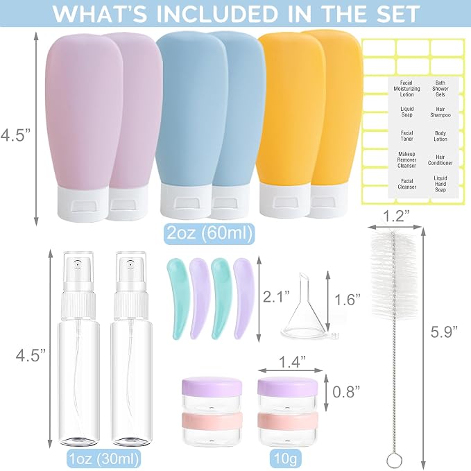 20 Pack Travel Bottles Set for Toiletries TSA Approved, Leak Proof Travel Size - Image 2