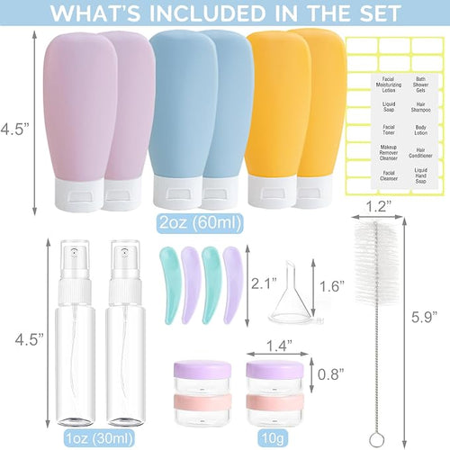 20 Pack Travel Bottles Set for Toiletries TSA Approved, Leak Proof Travel Size - Image 2