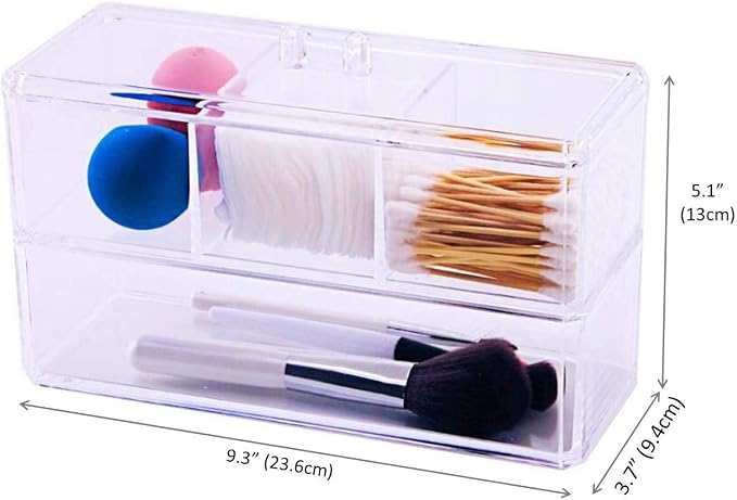 Square Acrylic Cotton Ball Pads Gauze Swab Holder Organizer Q-tip Dispenser - Image 2