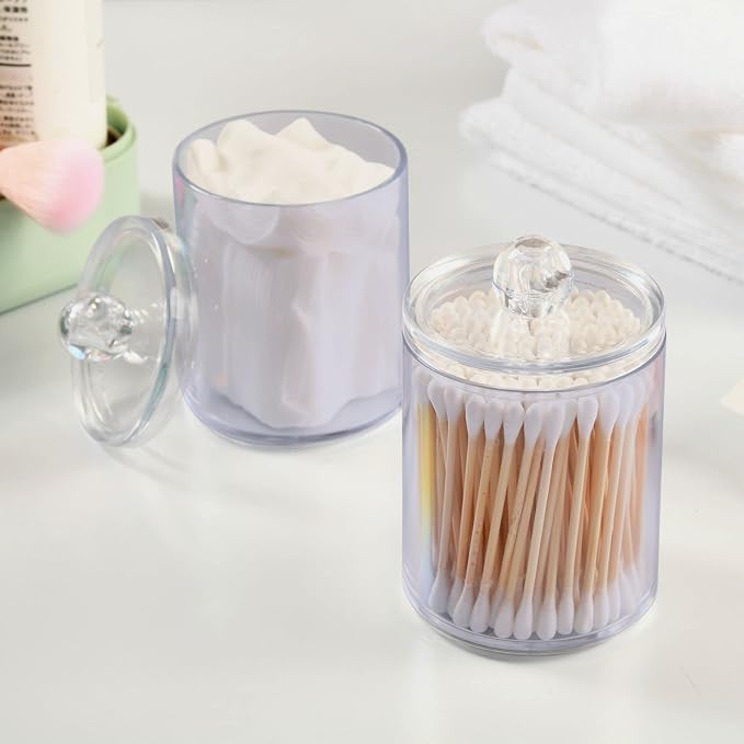 Lavender Qtip Holder Organizer Dispenser Cotton Swabs Cans Plastic Jars - Image 5