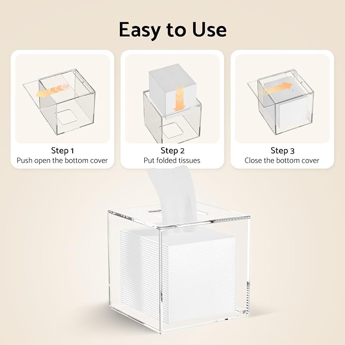 HIIMIEI Acrylic Tissue Box Cover 5.4x5.4x5.4'' Clear Tissue Holder Napkin - Image 5