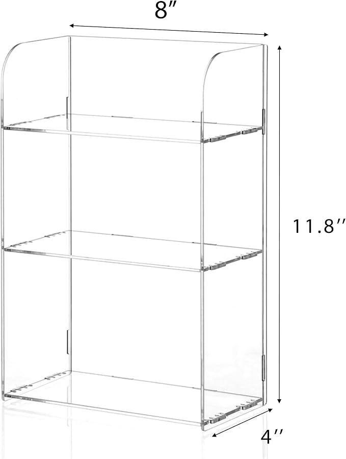 Jusalpha 3 Tier Clear Acrylic Bathroom Organizer Shelf - Image 3