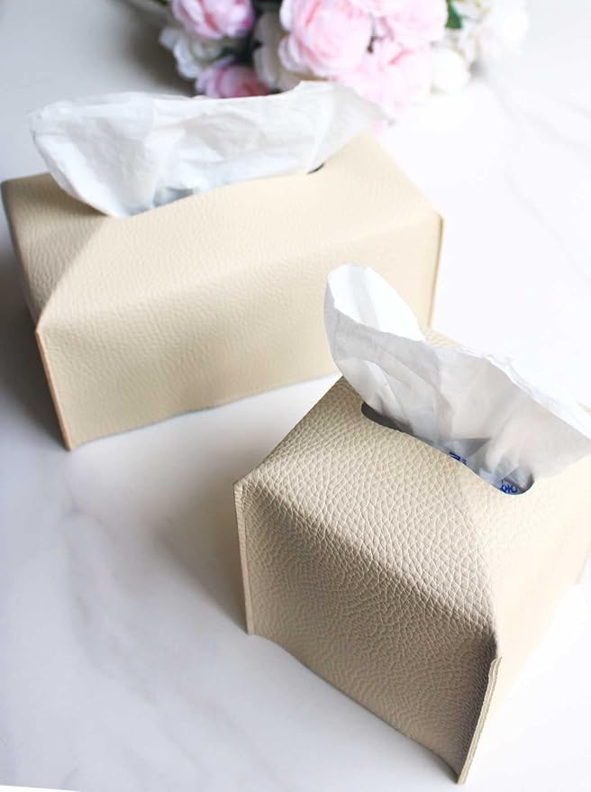 Tissue Box Cover Tissue Holder – Square Leather Tissue Box Holder - Image 3