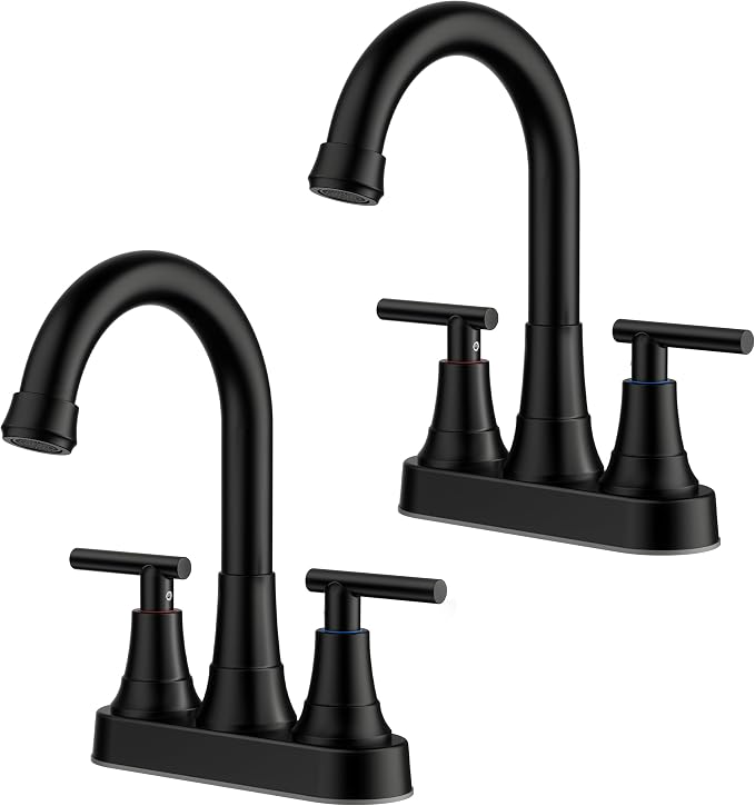FORIOUS Matte Black Bathroom Faucets, 4 Inch Centerset Bathroom Sink Faucet 2 by FORIOUS