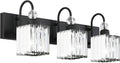 Ralbay Modern Crystal Black Vanity Light 3 Light Bathroom Light Fixtures Over by RalbayLighting