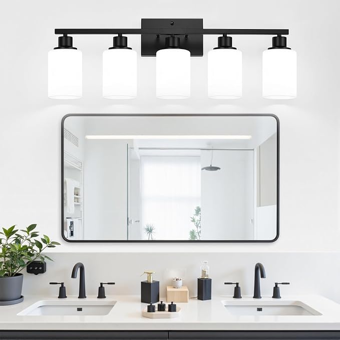 5-Light Black Bathroom Vanity Light Fixture - Image 6